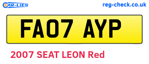 FA07AYP are the vehicle registration plates.