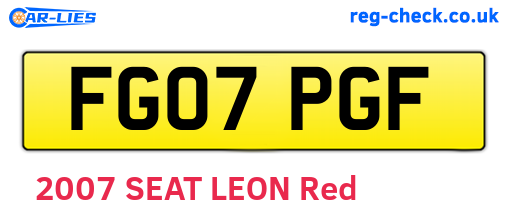FG07PGF are the vehicle registration plates.