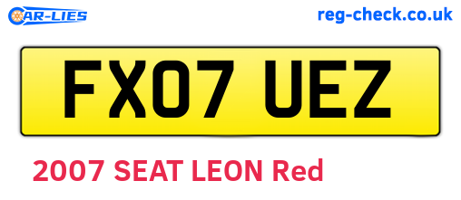 FX07UEZ are the vehicle registration plates.