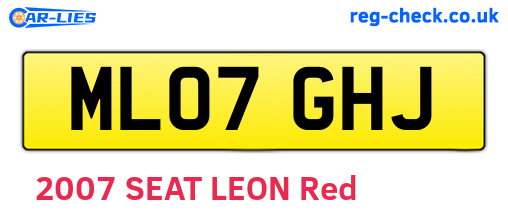 ML07GHJ are the vehicle registration plates.