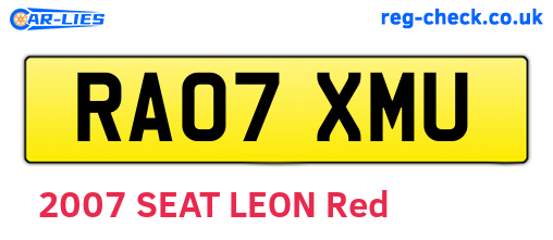 RA07XMU are the vehicle registration plates.