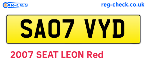 SA07VYD are the vehicle registration plates.