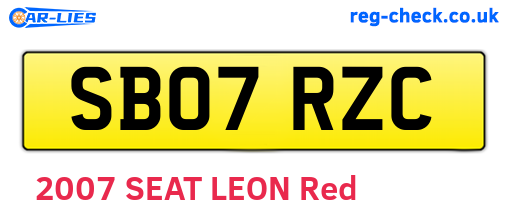 SB07RZC are the vehicle registration plates.