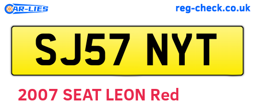 SJ57NYT are the vehicle registration plates.