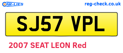 SJ57VPL are the vehicle registration plates.