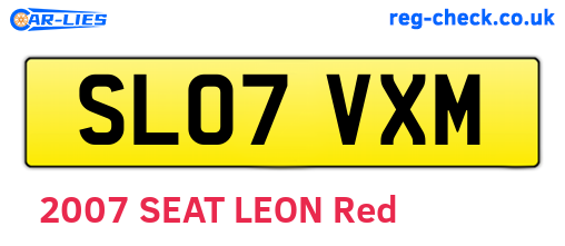 SL07VXM are the vehicle registration plates.