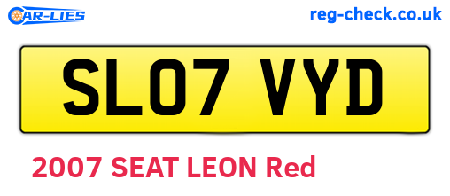 SL07VYD are the vehicle registration plates.