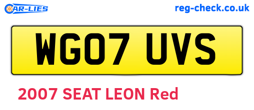 WG07UVS are the vehicle registration plates.