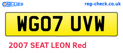 WG07UVW are the vehicle registration plates.
