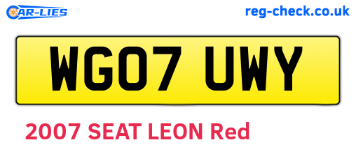 WG07UWY are the vehicle registration plates.