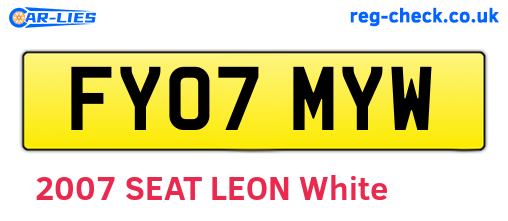FY07MYW are the vehicle registration plates.