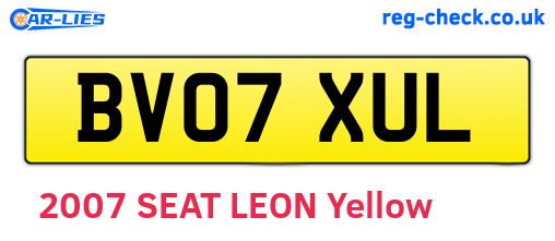BV07XUL are the vehicle registration plates.