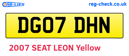 DG07DHN are the vehicle registration plates.