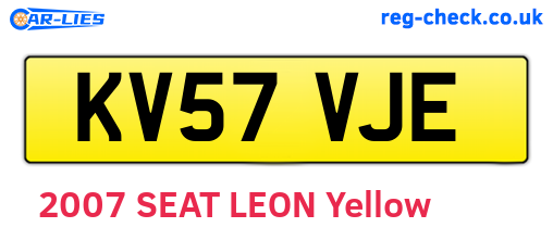 KV57VJE are the vehicle registration plates.