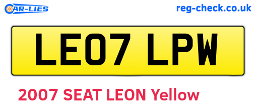 LE07LPW are the vehicle registration plates.