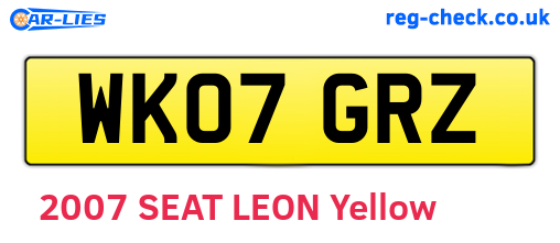 WK07GRZ are the vehicle registration plates.