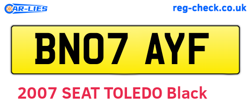 BN07AYF are the vehicle registration plates.