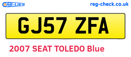 GJ57ZFA are the vehicle registration plates.
