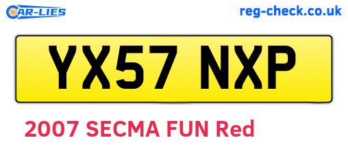 YX57NXP are the vehicle registration plates.