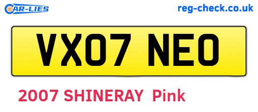 VX07NEO are the vehicle registration plates.