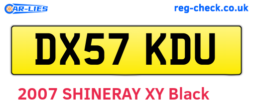 DX57KDU are the vehicle registration plates.