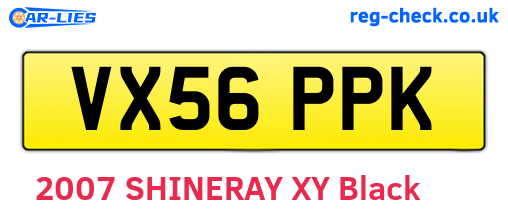 VX56PPK are the vehicle registration plates.