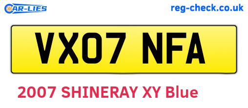 VX07NFA are the vehicle registration plates.