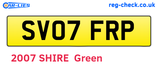 SV07FRP are the vehicle registration plates.