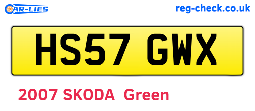 HS57GWX are the vehicle registration plates.