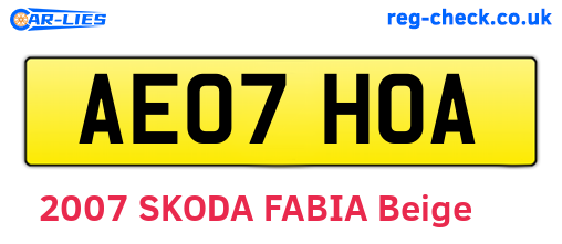 AE07HOA are the vehicle registration plates.