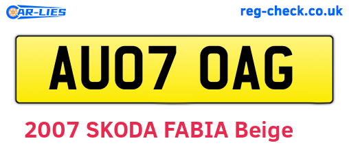 AU07OAG are the vehicle registration plates.