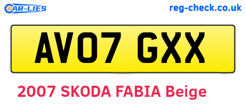 AV07GXX are the vehicle registration plates.