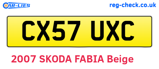 CX57UXC are the vehicle registration plates.
