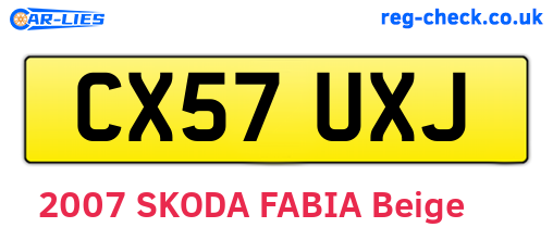 CX57UXJ are the vehicle registration plates.