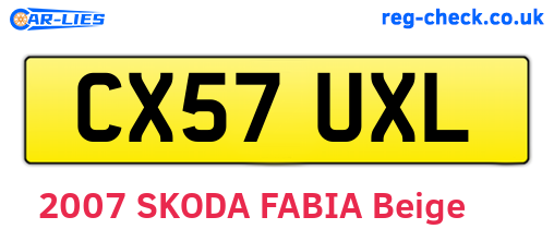 CX57UXL are the vehicle registration plates.