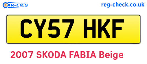 CY57HKF are the vehicle registration plates.