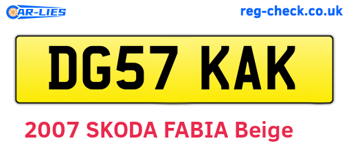 DG57KAK are the vehicle registration plates.