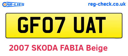 GF07UAT are the vehicle registration plates.