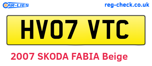 HV07VTC are the vehicle registration plates.