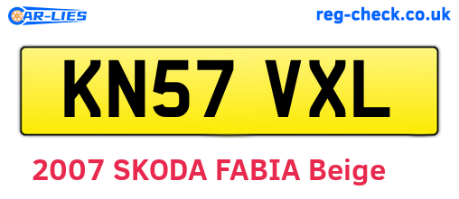 KN57VXL are the vehicle registration plates.