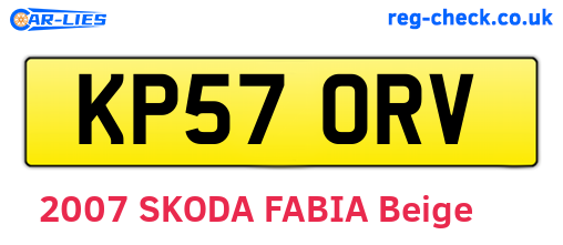 KP57ORV are the vehicle registration plates.