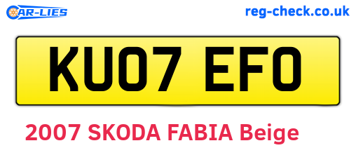 KU07EFO are the vehicle registration plates.