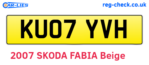 KU07YVH are the vehicle registration plates.
