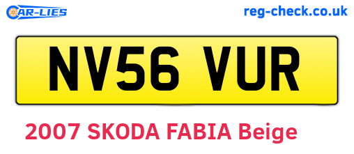 NV56VUR are the vehicle registration plates.