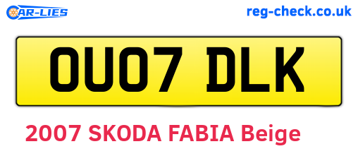 OU07DLK are the vehicle registration plates.
