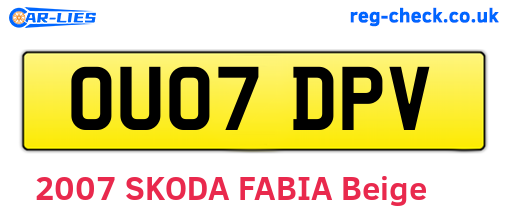 OU07DPV are the vehicle registration plates.