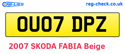 OU07DPZ are the vehicle registration plates.