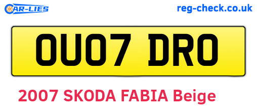 OU07DRO are the vehicle registration plates.