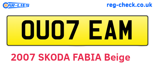 OU07EAM are the vehicle registration plates.