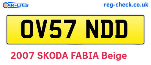 OV57NDD are the vehicle registration plates.